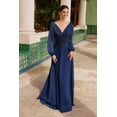 thumbnail image 3 of Women's Nox Anabel Me128 Flowing Chiffon Gown With Long Sleeves Navy Blue Size 20W, 3 of 5