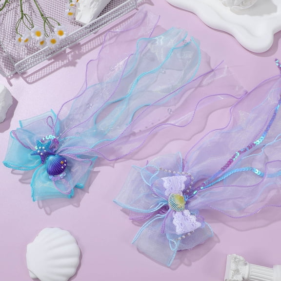 OUNONA 2Pcs Bowknot Mermaid Hair Clamps for Elegant and Versatile Hair Styling