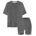 thumbnail image 6 of Abcomgle Girls Short Sets Size 7-8 Girls Two Piece Outfits Oversized Short Sleeve Shirts and Biker Shorts Athletic Casual Girls Short Sets,Dark Gray,12-13Years, 6 of 7