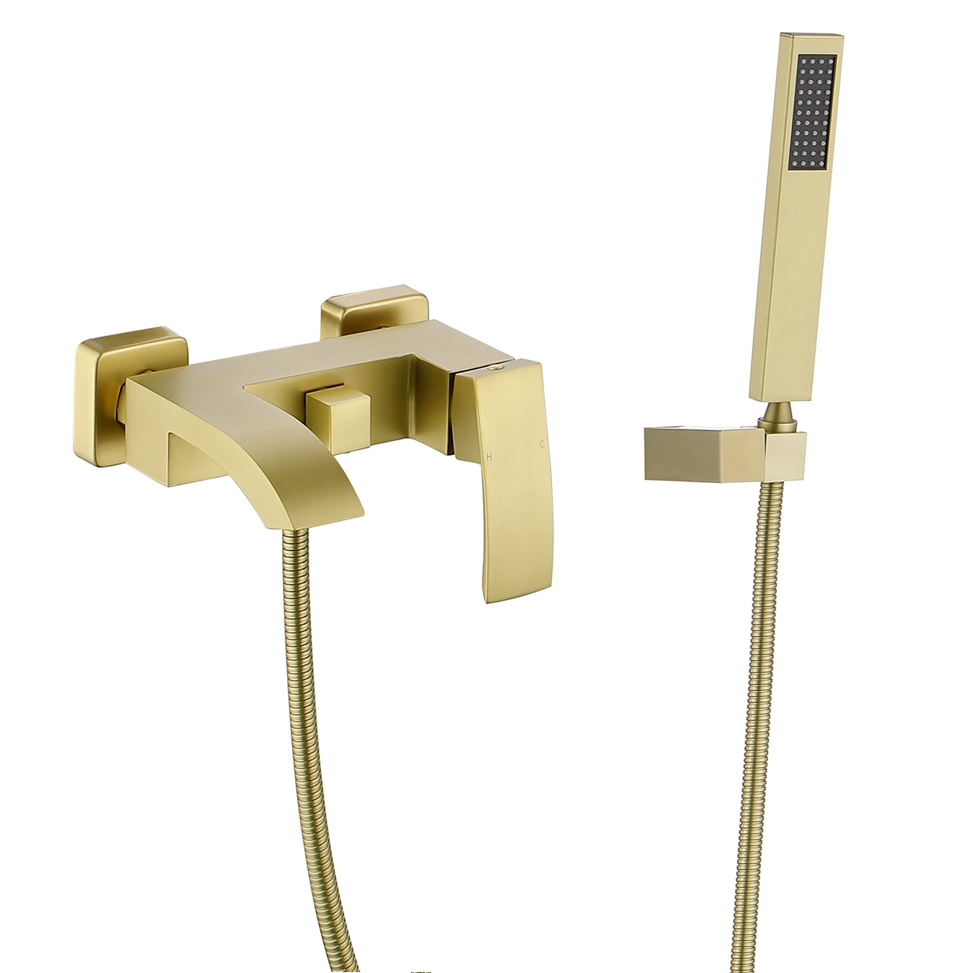 Wall Mounted Bathroom Bathtub Faucet with Hand Shower, Single Handle ...