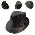 thumbnail image 6 of Sequins Fedora Hat Sparkling Jazz Cap for Men Women 4th of July Party Costume Accessories, 6 of 9