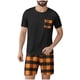 thumbnail image 1 of Mangas de Mano para Hombres Plaid Casual Home Sleepwear Manga Corta Cuello Redondo Top Y Pantalones Cortos Set, Algodón Poliéster Sala de Desgaste, 1 of 6