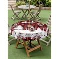 thumbnail image 3 of Outdoor Tablecloth with Umbrella Hole and Zipper, Red Plaid Christmas Round Table Cloth 54 Inch Waterproof Tablecloth, Xmas Elk Tree Snowflake Forest Picnic Table Cover for Patio Camping, 3 of 7