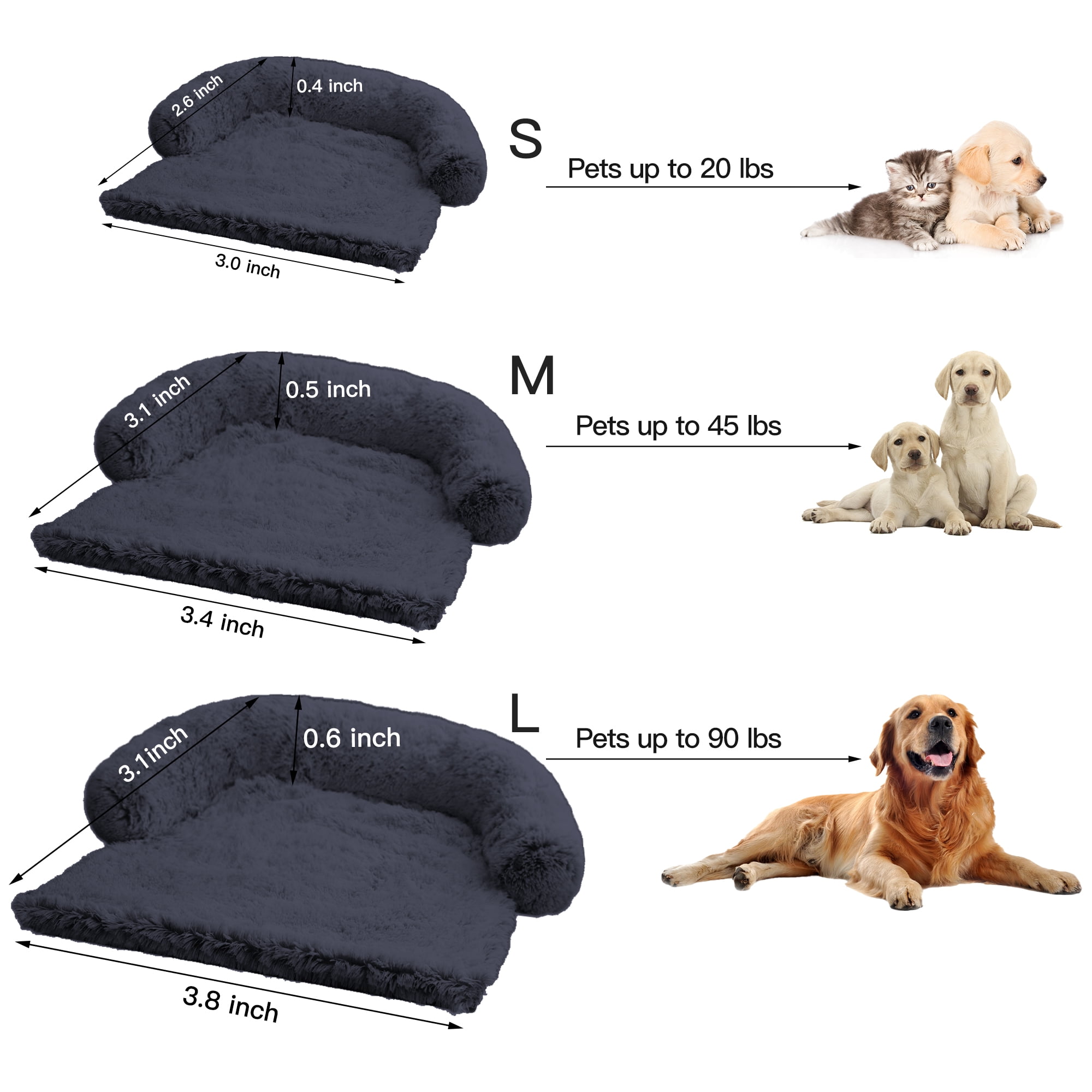 Dog Bed Mat for Furniture Protector with Removable Washable Cover，M（41x37x6")