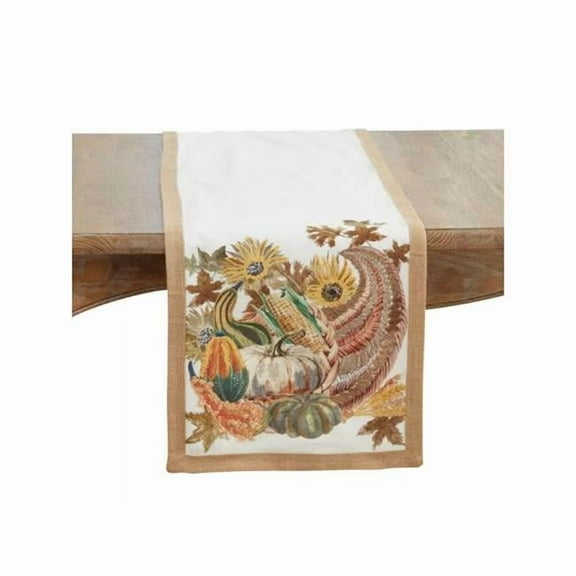 Saro Lifestyle 7442.M1672B 16 x 72 in. Embroidered Cornucopia Table Runner, Multi Color
