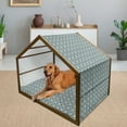 thumbnail image 2 of Checkered Pet House, Vintage Fashion English Country Style with Modern Look in Soft Colors, Outdoor & Indoor Portable Dog Kennel with Pillow and Cover, 5 Sizes, Aqua Pale Grey White, by Ambesonne, 2 of 4