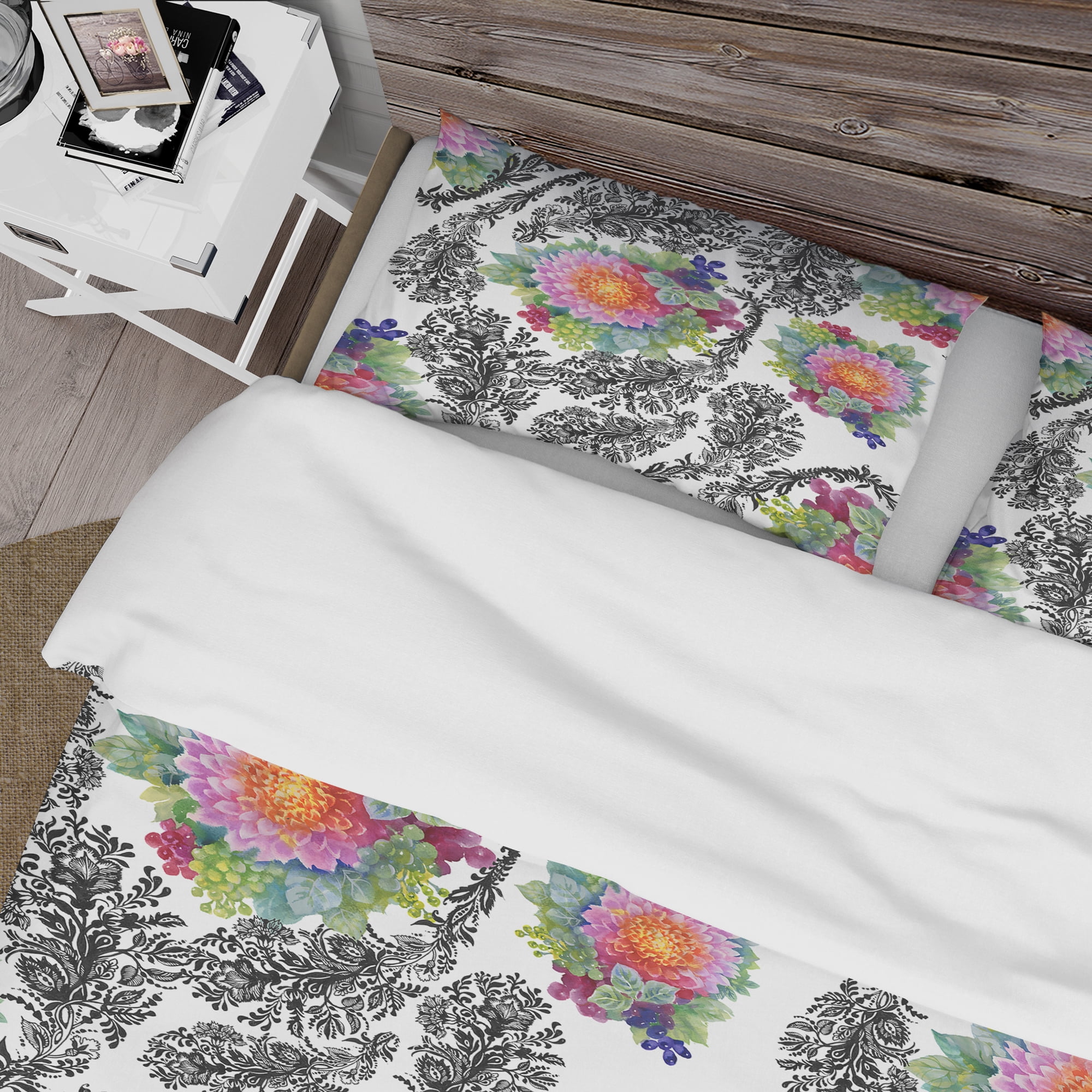 Designart 'Peony Flower Garden' Abstract Duvet Cover Set