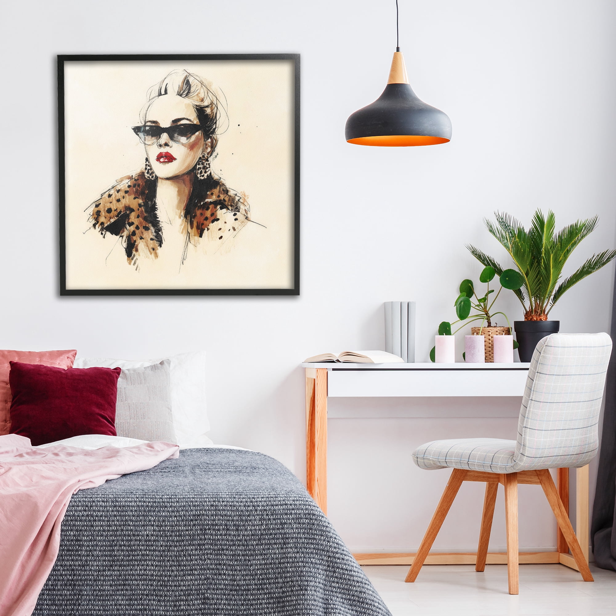 Stupell Industries Glam Leopard Sonata Portrait Black Framed Giclee Art, design by Svetlana Aleynikova