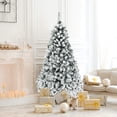 thumbnail image 1 of COSTWAY 6 FT Pre-Lit Christmas Tree, Snow Flocked Hinged Xmas Tree with 600 Branches Tips & 250 LED Lights, Metal Stand, Artificial Pine Lighted Holiday Tree for Home Office Decorations, 1 of 8