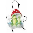 thumbnail image 1 of Frogs Apron, Amphibian Animals Under Mushroom Umbrella in Rain Cartoon Illustration, Unisex Kitchen Bib with Adjustable Neck for Cooking Gardening, Adult Size, Multicolor, by Ambesonne, 1 of 4
