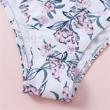 

Gubotare Girls Swimsuit Beach Sport Spaghetti Straps Printed Swimsuit Bikini Set Bathing Suit Girls Swimsuits 12-14 White 9-10 Years