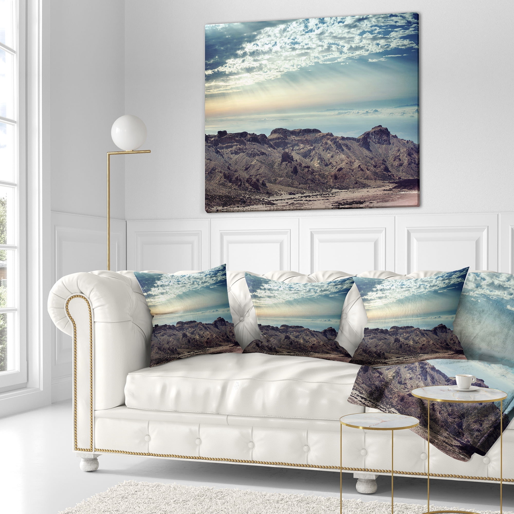 Designart Remote Mountains in Morning - Contemporary Throw Pillow - 18x18