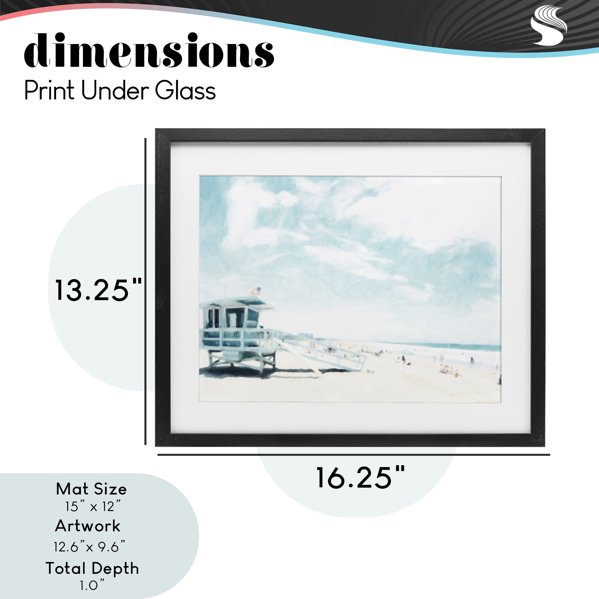 Stupell Industries Blue Beach Station Black Framed Print Under Glass, design by Kim Curinga