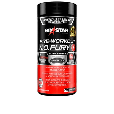 Six Star Pro Nutrition Pre Workout N.O. Fury Capsules, 72 Ct