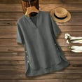 thumbnail image 5 of Women's V Neck Long Sleeve Button Down Top Blouse Shirt Pullover Casual Loose Fit Solid Color Soft Business Work Office Vacation Travel Fashion Essential Gift for Ladies | Sopatenor,Gray XL, 5 of 9