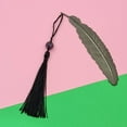 thumbnail image 4 of sunsanly Chinese Style Bookmark Feather Shape Metal Electroplated Bookmark with Tassel Decorative Book Mark Student Supplies, 4 of 7