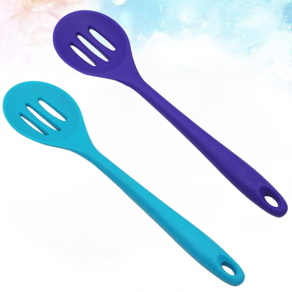 Raindrops Heat Resistant Kitchen Spoons 2Pcs Food Grade Silicone Slotted Spoon Random Color For Cooking