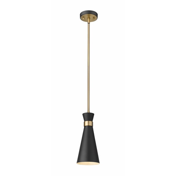 1 Light Mini Pendant-Matte Black/Heritage Brass Finish Z-Lite 728Mp-Mb-Hbr