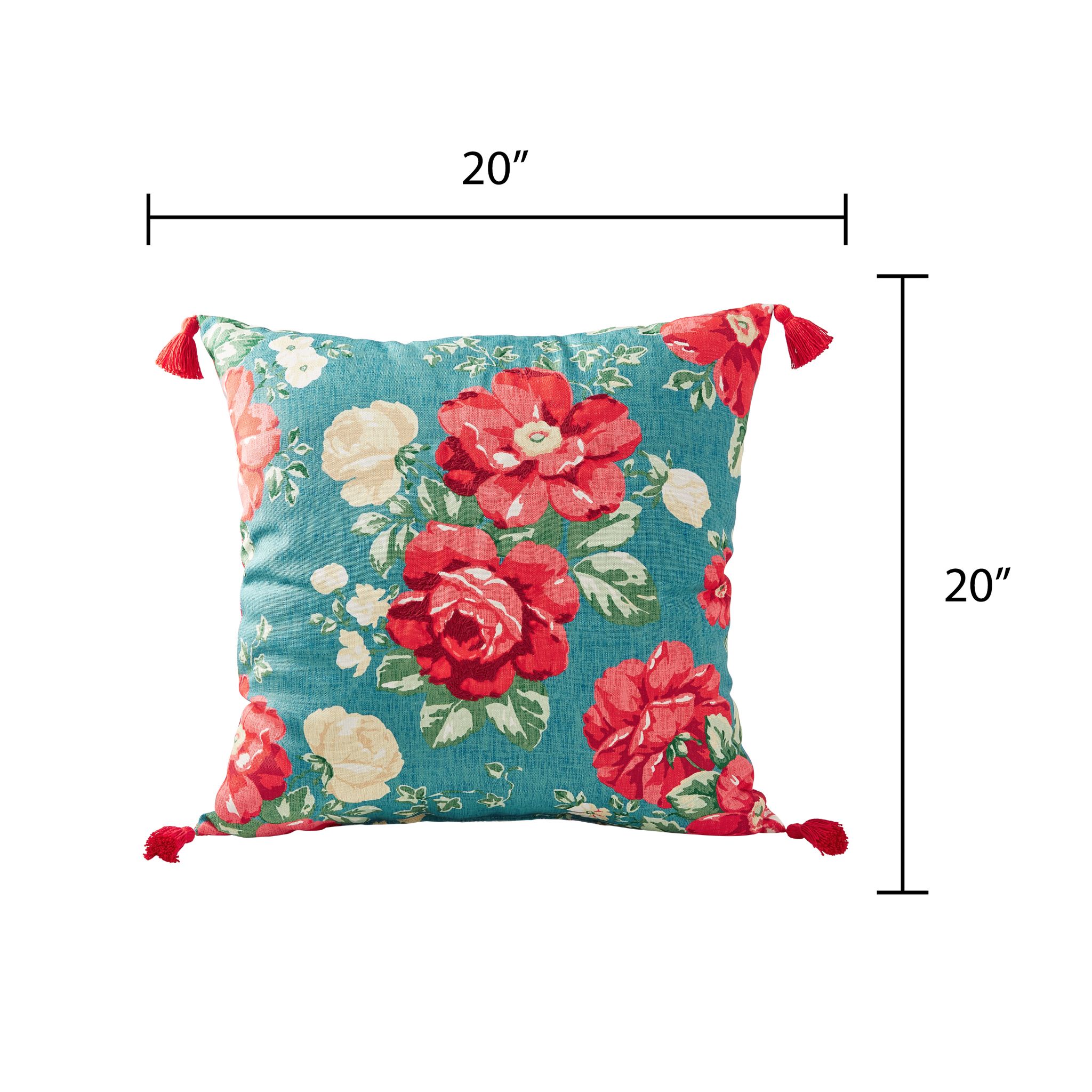 The Pioneer Woman Embr Vint Floral Outdoor Pillow, 20" x 20", Multicolor - image 2 of 9
