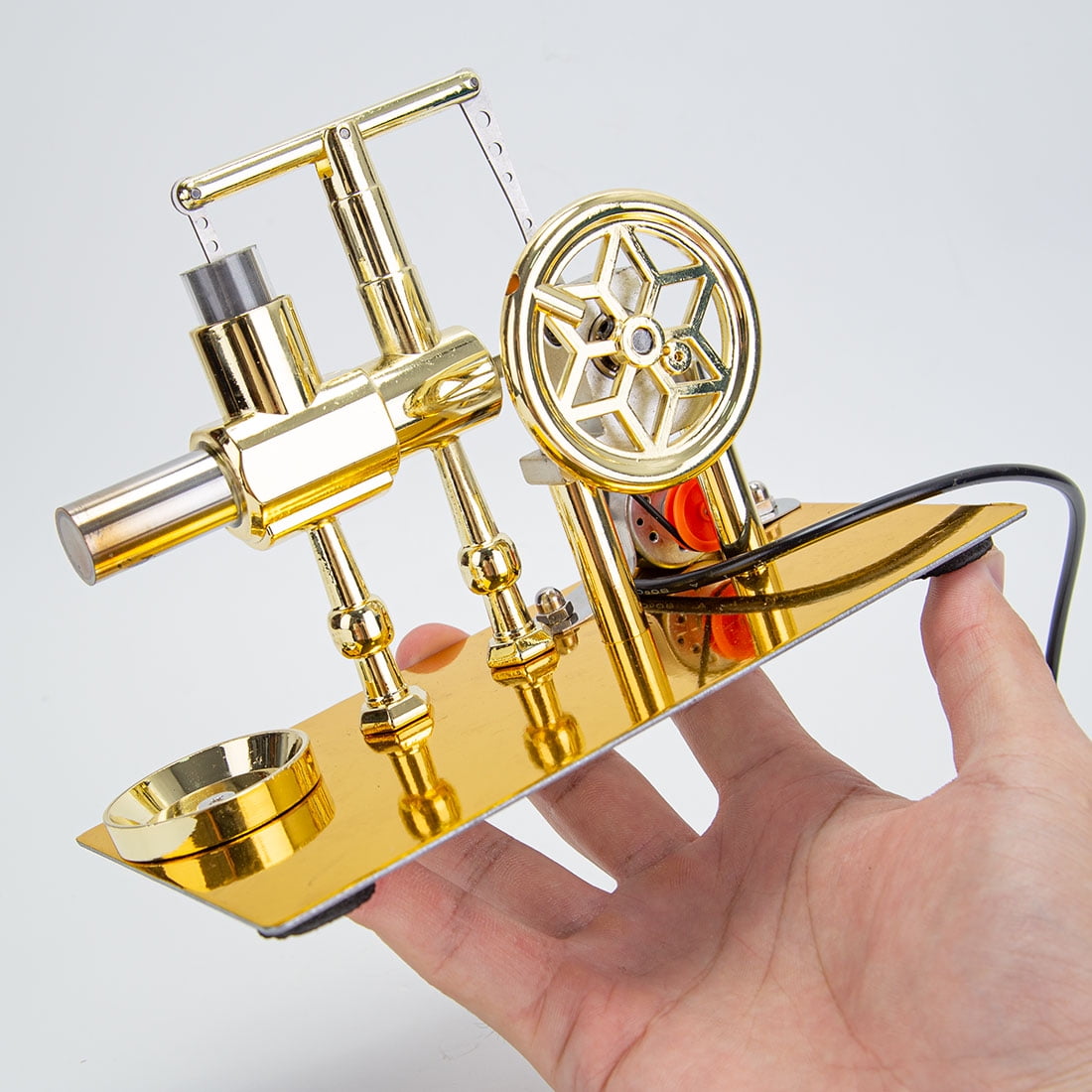 ENJOMOR Hot Air Stirling Engine Model, Balance Single-Cylinder Engine with USB Light, Heat Powered Mechanical Engine for Desktop Science Display and Home Decor, Adults & Collectors