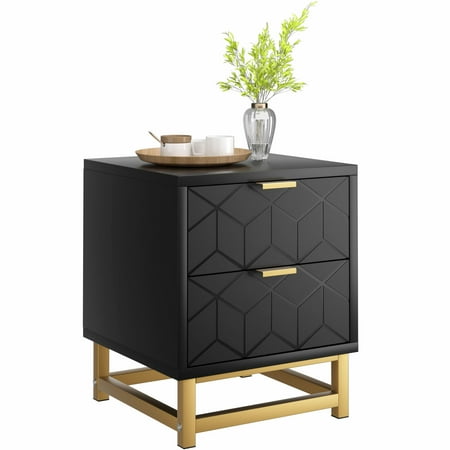 

Nightstand with 2 Drawer Storage Cabinet with Drawers Modern Wide Chest of Drawers Tall Storage Chest Nightstand for Bedroom Closet Entryway