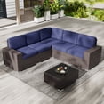 thumbnail image 2 of Outdoor Patio Furniture Set 6 Pieces Sectional Conversation Sofa Set Brown Rattan Sofa Set with Coffee Table, 2 of 7