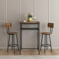 thumbnail image 3 of UHOMEPRO 3-Piece Dining Room Bar Table Set for 2, Modern Bar Table and Chairs Set Industrial Counter Height Pub Table with 2 Wood Stools and Metal Frame, Rustic Brown, 3 of 10