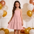 thumbnail image 6 of NAISIBABY Girls Summer Dress, with Pockets Ruffles Tiered Sleeveless Kids Cute Flowy Sundress Pink Size 7, 6 of 8