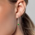 thumbnail image 3 of Gem Stone King 14K Yellow Gold Green Created Emerald and Lab Grown Diamond Earrings for Women | 2.04 Cttw | Gemstone May Birthstone | Round 5MM, 3 of 6