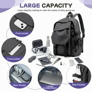 Aesthetic School Backpack Waterproof Black Bookbag College High School Bags for Students Lightweight Casual Daypack Laptop Backpacks for Men Women
