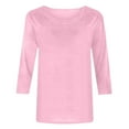 thumbnail image 4 of Taqqpue Womens 3/4 Sleeve Tops Casual Crew Neck T Shirts Solid Color Loose Fit Tunic Blouses Summer Dressy Trendy Business Work Tee Tops, 4 of 5