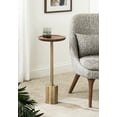 thumbnail image 6 of Kate and Laurel Xyler Round Wood and Metal Drink Table, 10 x 10 x 24, Walnut Brown Wood and Antique Brass, Mid-Century Plant Pedestal Table for Storage and Display, 6 of 7