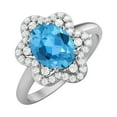 thumbnail image 2 of 8x6mm Oval Shape Natural Swiss Blue Topaz 925 Silver Engagement Women Valentines Day Gifts Ring, 2 of 4