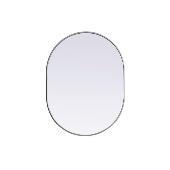 Elegant Decor Metal Frame Oval Mirror 30x40 Inch in Silver