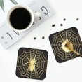 thumbnail image 4 of Yiaed Gold Spider On The Web Print Leather Coasters for Drinks - Cup Coasters Coffee Table Kitchen Table Bar, Home & Office Gifts Handmade Drink Coasters-Square, 4 of 6
