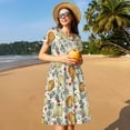 thumbnail image 4 of Fotbe Autumn Pumpkins Leaves Vestido Largo de Moda para Mujer, Vestido Tipo Camiseta con Manga Corta y Estilo Casual a Rayas y Bloques de Color, 4 of 6