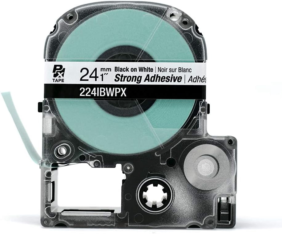 Epson LABELWORKS 224BWPX - Black on White PET Label Maker Tape - 1" (24MM) Wide, 30'