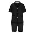 thumbnail image 2 of VBTAPA Men Hawaiian Beach Sets 2 Piece Mesh Outfits Short Sleeve Button Down Shirts and Drawstring Waist Shorts Set Breathable Summer Outfits Sales of Today Black XXL, 2 of 5