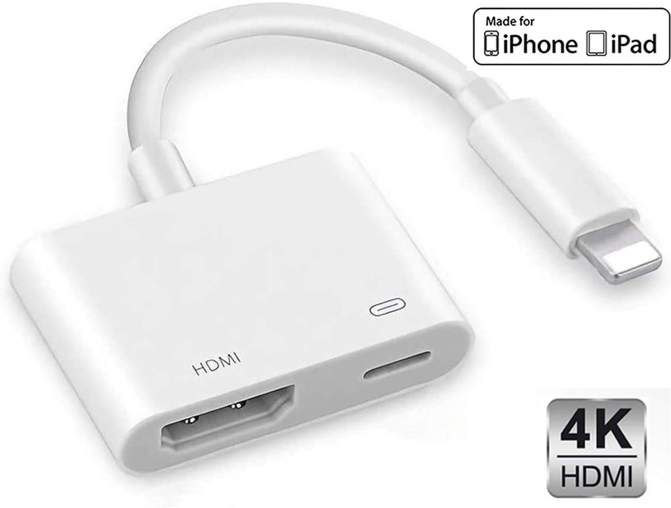 blæse hul Meget udvide Lightning to HDMI Digital AV Adapter,[Apple MFi Certified] 1080P HDMI Sync  Screen Digital Audio AV Converter with Charging Port for iPhone, iPad, iPod  on HDTV/Projector/Monitor, Support All iOS - Walmart.com