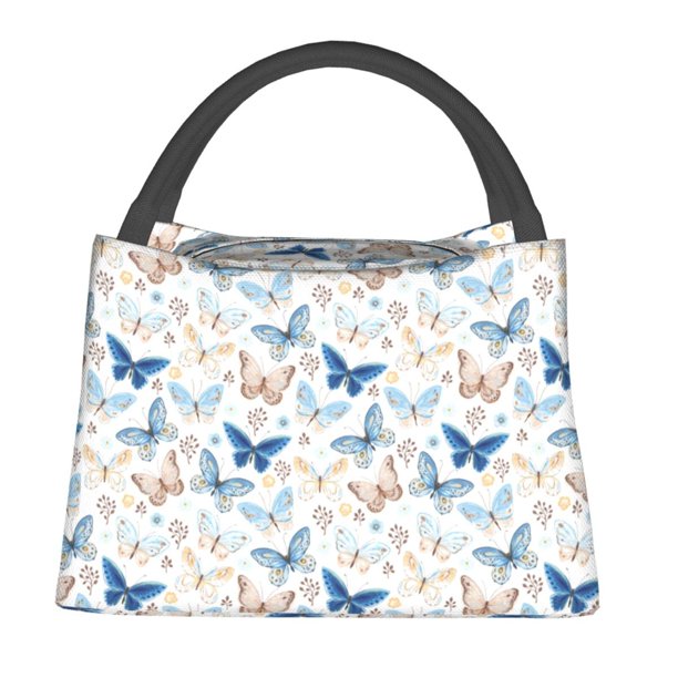Fotbe Butterfly Bolsa Térmica Portátil con Estampado, Bolsa de Entrega de Alimentos Aislada, Bolsa Reutilizable de Gran Capacidad para Comidas y Supermercado