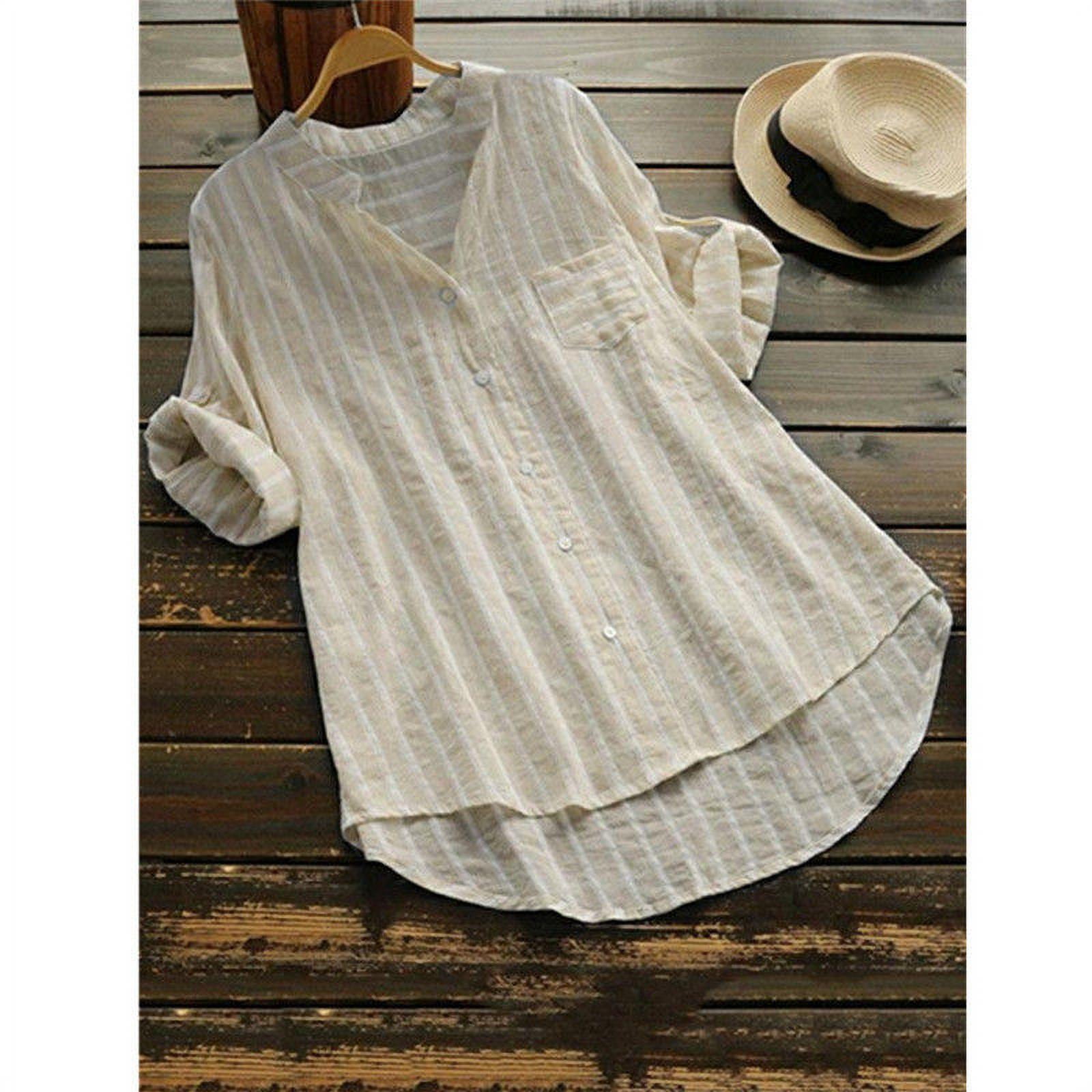 VIISHOW Women's Loose-Fit Long Sleeve Scoop Neck Blouse - Button Side Tunic Top