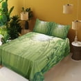 thumbnail image 3 of Ambesonne Green Fitted & Top Sheet Set with Shams, Exotic Trees in Forest Theme, Green, 3 of 5