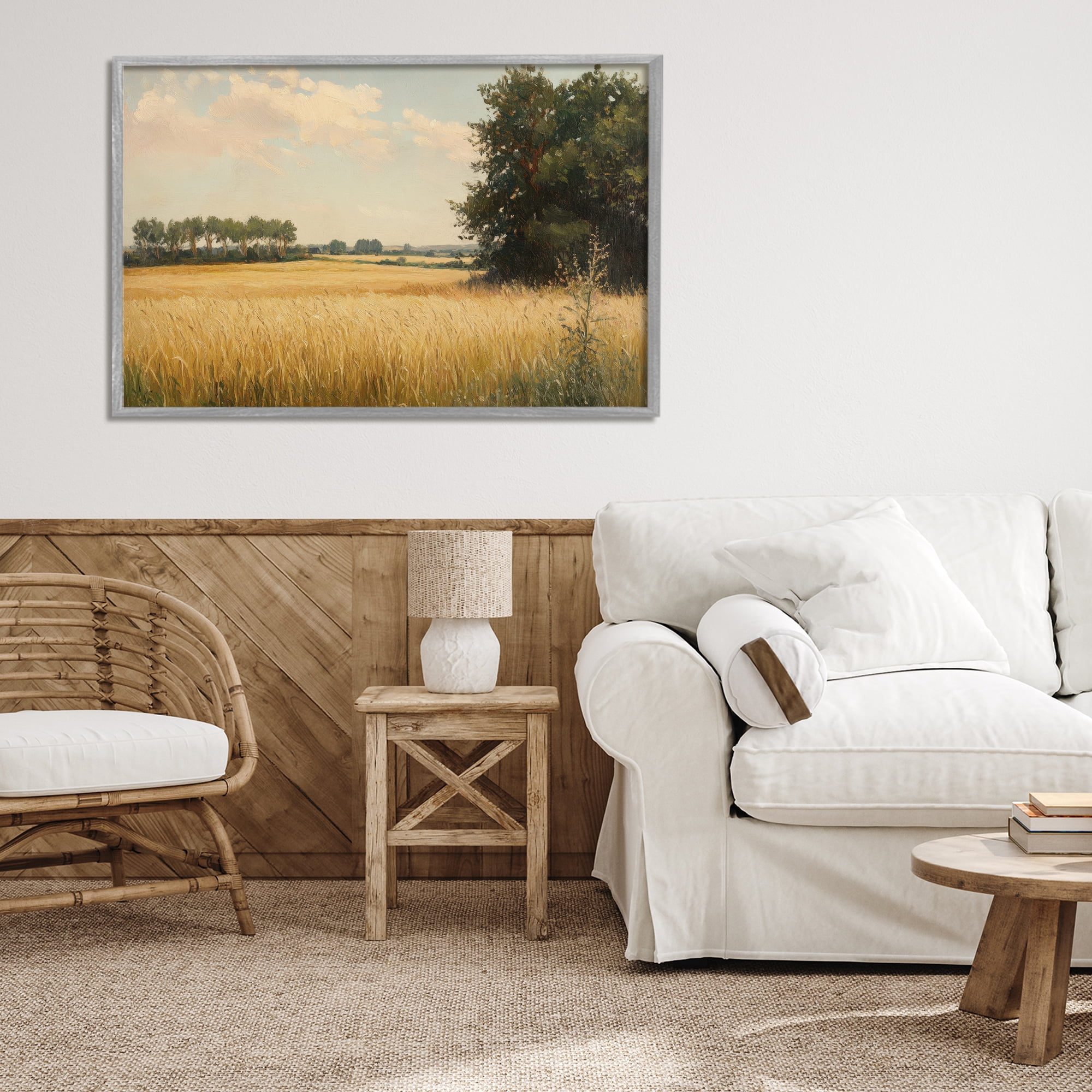 Stupell Industries Where The Wheat Grows Gray Framed Giclee Art, design by Petal Prints Design