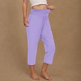 thumbnail image 5 of Juslio Girls Pants 4-14Years Kids Girls Solid Color Leisure Yoga Leggings Sports Elasticity With Pocket（Purple Capris， 13 Years）, 5 of 9