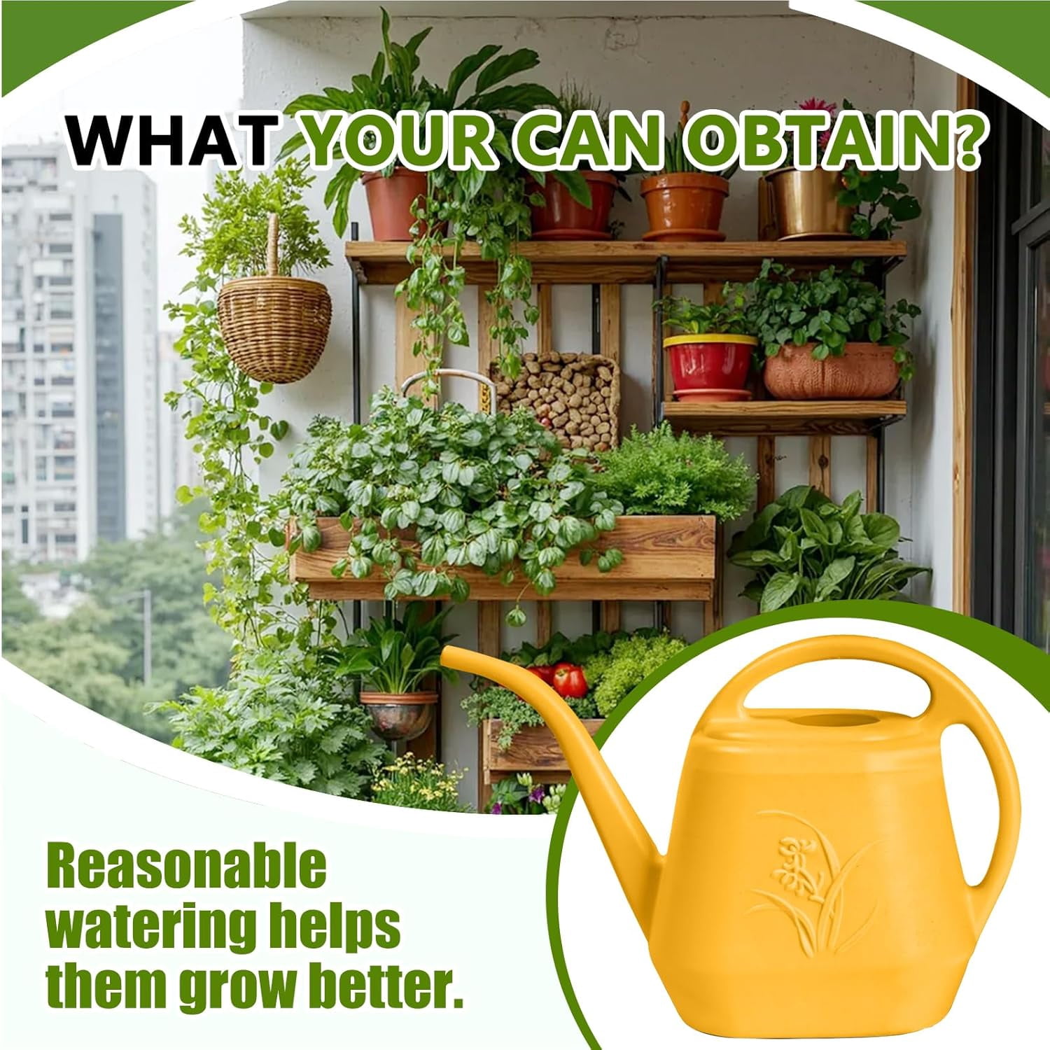 Hand Plastic Watering Can - for Indoor and Outdoor Home Garden Plants with Long Spout Orange 1/2 Gallon