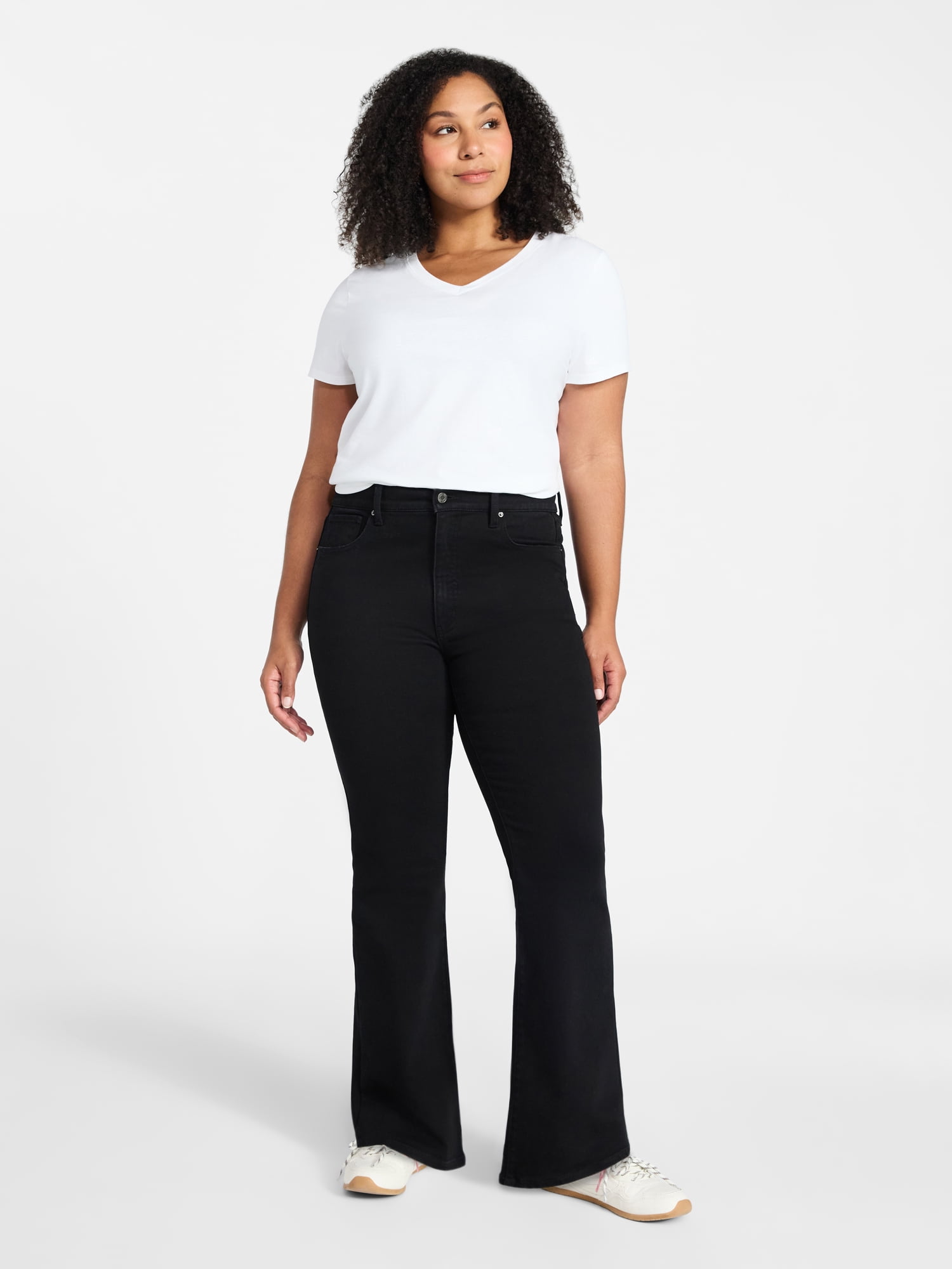 Time and Tru Women's and Women's Plus High Rise Flare Jeans, 31" Inseam Regular, Sizes 0-22