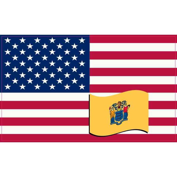 5in X 3in America and New Jersey Flag Sticker Vinyl State Decal Stickers