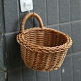 thumbnail image 4 of Hanging Woven Storage Basket, Artificial Wicker Storage Basket Portable Flower Plants Fruit Basket, Wall Mounted Storage Basket for Home Garden Farmhouse, 4 of 5