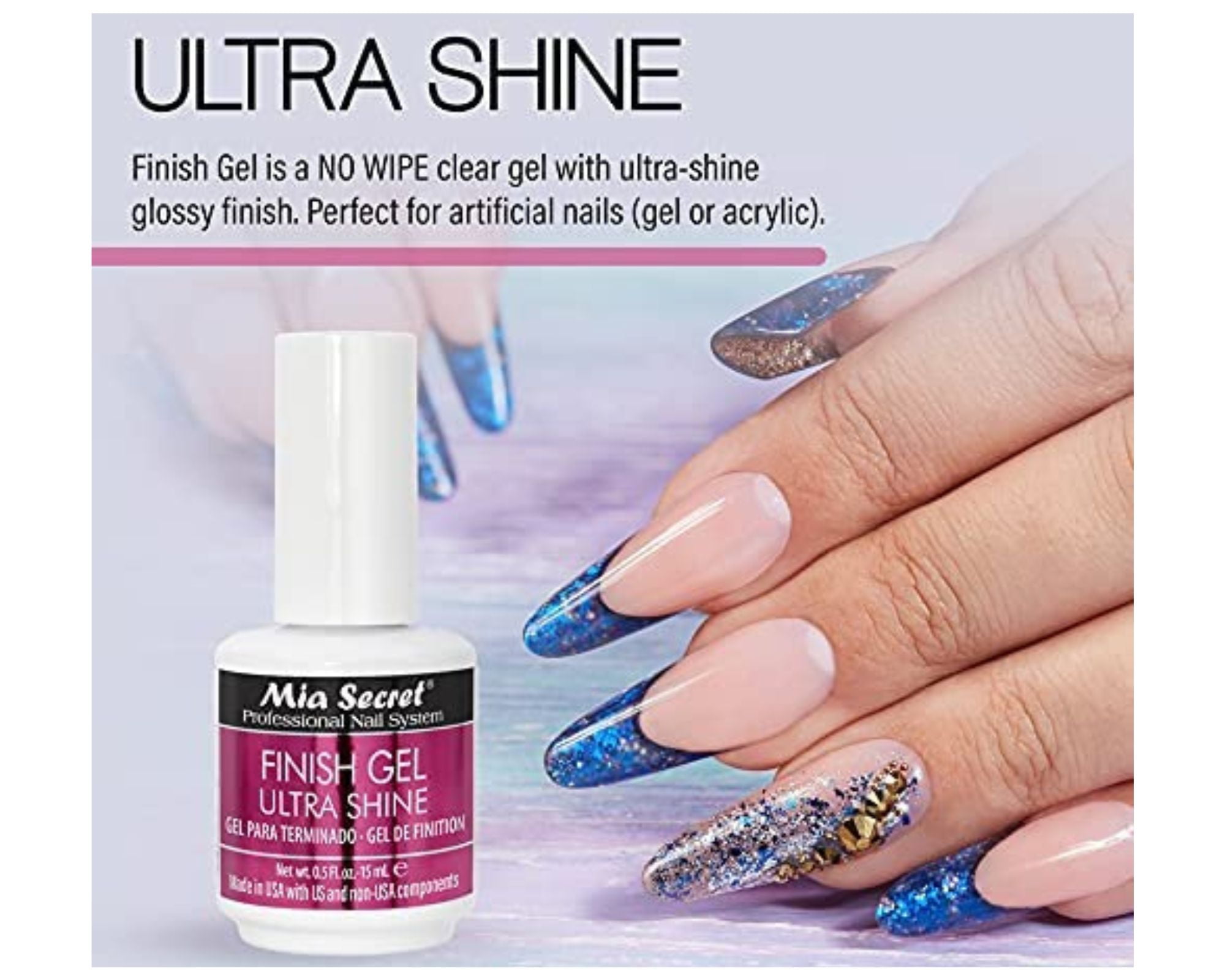 Mia Secret UV Finish Gel Ultra Shine 0.25 oz / 7.4ml (FG-01-M) - Pack of 4