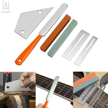 Gustavedesign 6Pcs/Set Guitar Luthier Tool Kit Dressing File Fret Crowning Rocker Fingerboard Grinding Stone